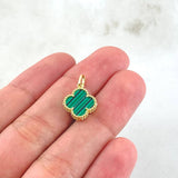Dije Trébol Verde 1.15gr / 1.8cm / Oro Amarillo Nac.Esp. 18K