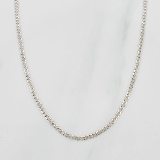 Cadena Cubana 2.4 g / 46.5 cm / 0.9 mm Oro Blanco 18K