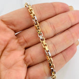 Pulso Veneciano Cuadrado 6.8g / 21.5cm / 4.35mm Dos Oros Amarillo Blanco 18K
