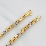 Pulso Veneciano Cuadrado 6.8g / 21.5cm / 4.35mm Dos Oros Amarillo Blanco 18K