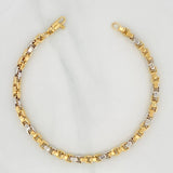 Pulso Veneciano Cuadrado 6.8g / 21.5cm / 4.35mm Dos Oros Amarillo Blanco 18K