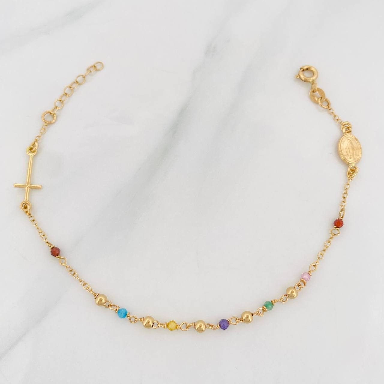 Pulso Denario Virgen Milagrosa 2g / 18cm / 2mm Oro Amarillo 18K