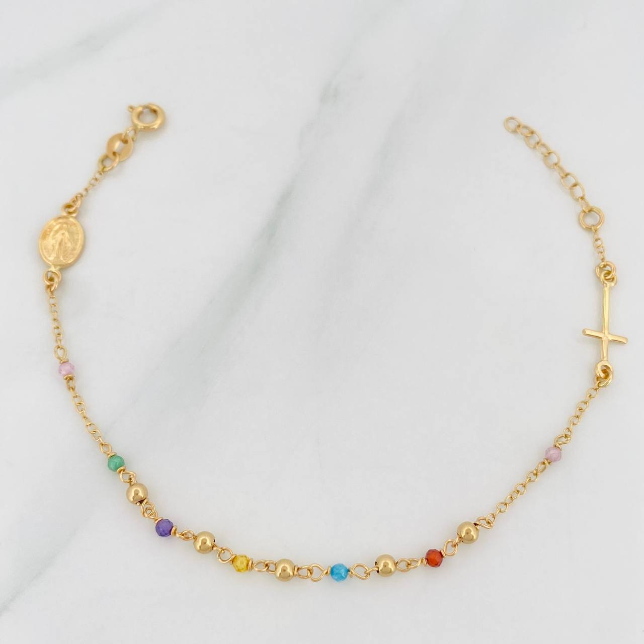 Pulso Denario Virgen Milagrosa 2g / 18cm / 2mm Oro Amarillo 18K