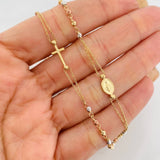 Cadena Denario Virgen Milagrosa 3.85g / 45cm / 0.7mm Tres Oros 18K