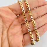 Cadena Veneciana Cuadrada 16.6g / 60cm / 4.5mm Dos Oros Amarillo Blanco 18K
