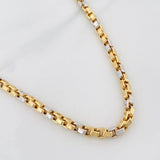 Cadena Veneciana Cuadrada 16.6g / 60cm / 4.5mm Dos Oros Amarillo Blanco 18K