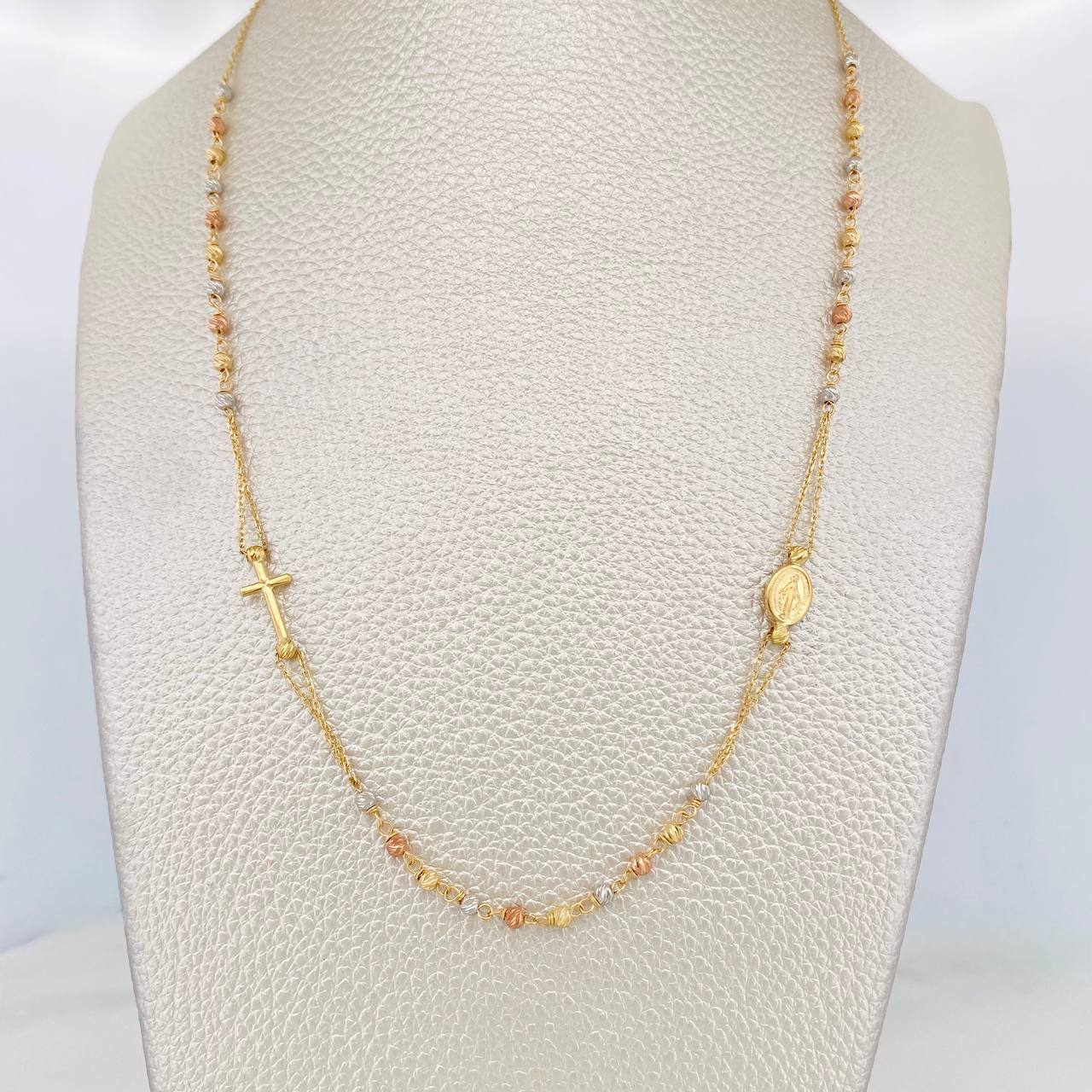 Cadena Denario Virgen Milagrosa 3.85g / 45cm / 0.7mm Tres Oros 18K