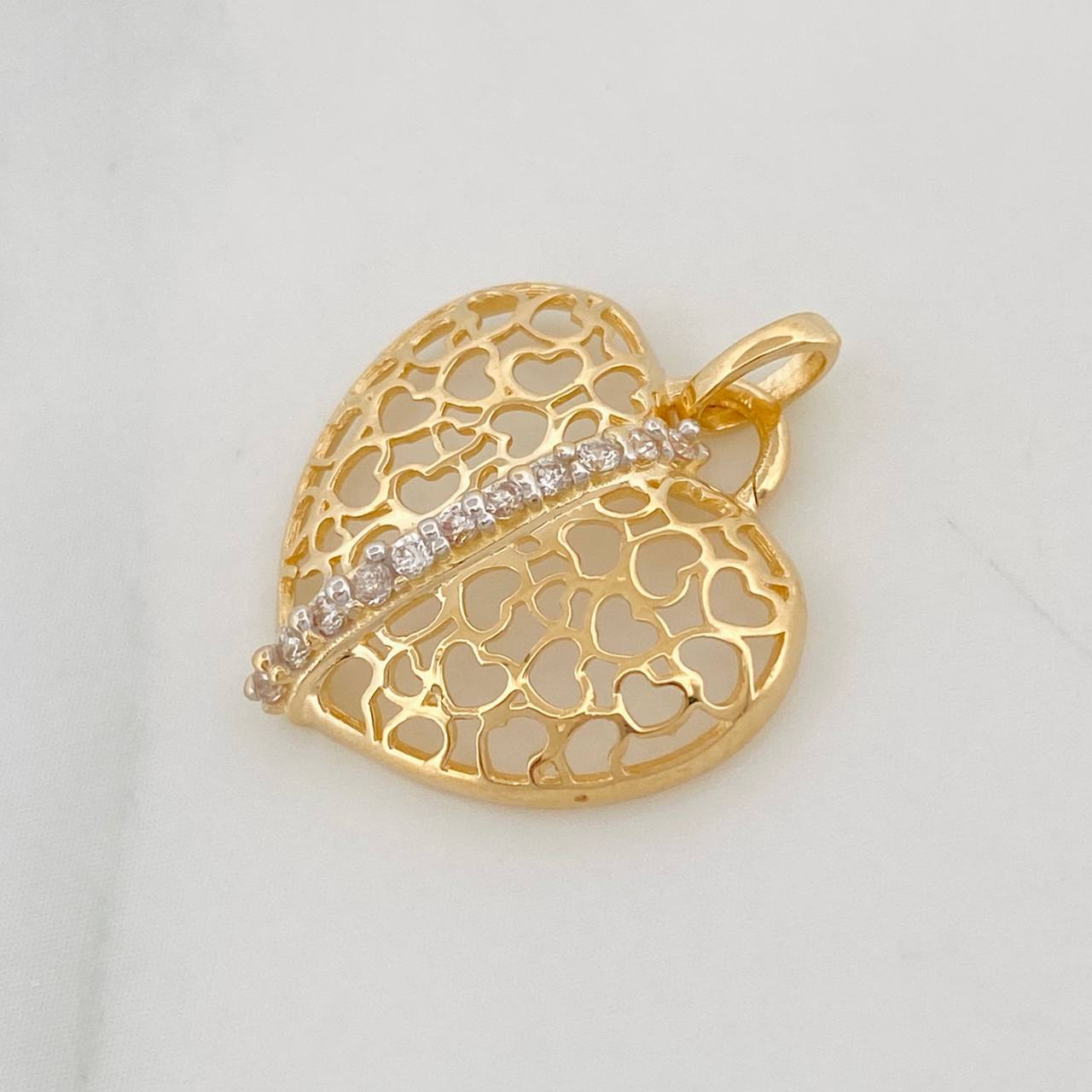Dije Corazon 1.35g / 2cm Dos Oros Amarillo Blanco 18K
