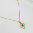 Set Cadena Aro Seguido + Dije Corazon Esmeralda 0.7pts / 1.35g / 50cm Oro Amarillo 18K
