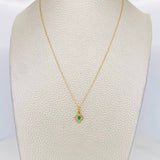 Set Cadena Aro Seguido + Dije Corazon Esmeralda 0.7pts / 1.35g / 50cm Oro Amarillo 18K