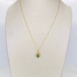 Set Cadena Aro Seguido + Dije Corazon Esmeralda 0.6pts / 1.3g / 50cm Oro Amarillo 18K