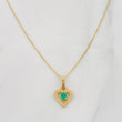 Set Cadena Aro Seguido + Dije Corazon Esmeralda 0.8pts / 1.4g / 50cm Oro Amarillo 18K