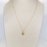 Set Cadena Aro Seguido + Dije Corazon Esmeralda 0.8pts / 1.4g / 50cm Oro Amarillo 18K