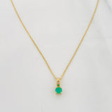 Set Cadena Aro Seguido + Dije Circulo Esmeralda 0.8pts / 1.1g / 50cm Oro Amarillo 18K