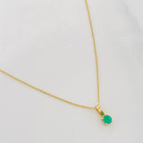 Set Cadena Aro Seguido + Dije Circulo Esmeralda 0.8pts / 1.1g / 50cm Oro Amarillo 18K