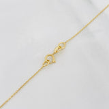Set Cadena Aro Seguido + Dije Corazon Flechado Esmeralda 0.5pts / 1.35g / 50cm Oro Amarillo 18K