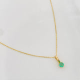 Set Cadena Aro Seguido + Dije Circulo Esmeralda 0.7pts / 1.1g / 50cm Oro Amarillo 18K