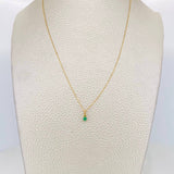 Set Cadena Aro Seguido + Dije Circulo Esmeralda 0.7pts / 1.1g / 50cm Oro Amarillo 18K