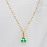 Set Cadena Aro Seguido + Dije Flor Esmeralda 0.6pts / 1.3g / 50cm Oro Amarillo 18K