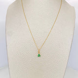 Set Cadena Aro Seguido + Dije Flor Esmeralda 0.6pts / 1.3g / 50cm Oro Amarillo 18K