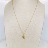 Set Cadena Aro Seguido + Dije Corazon Flechado Esmeralda 0.5pts / 1.35g / 50cm Oro Amarillo 18K
