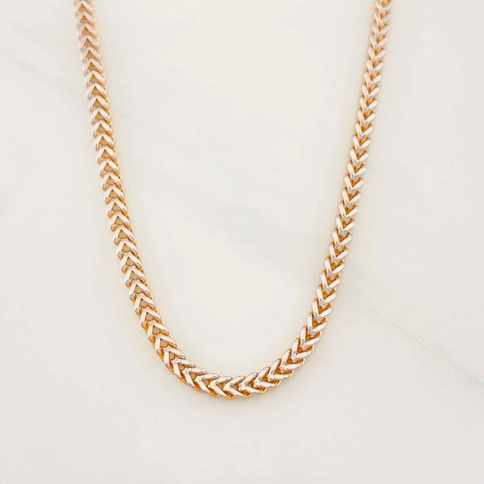 Cadena Franco 8.7g / 60cm / 2.2mm Dos Oros Blanco Rosa 18K