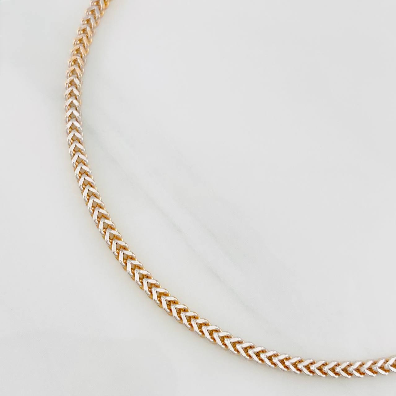 Pulso Franco 3.4g / 19.8cm / 2.23mm Dos Oros Blanco Rosa 18K