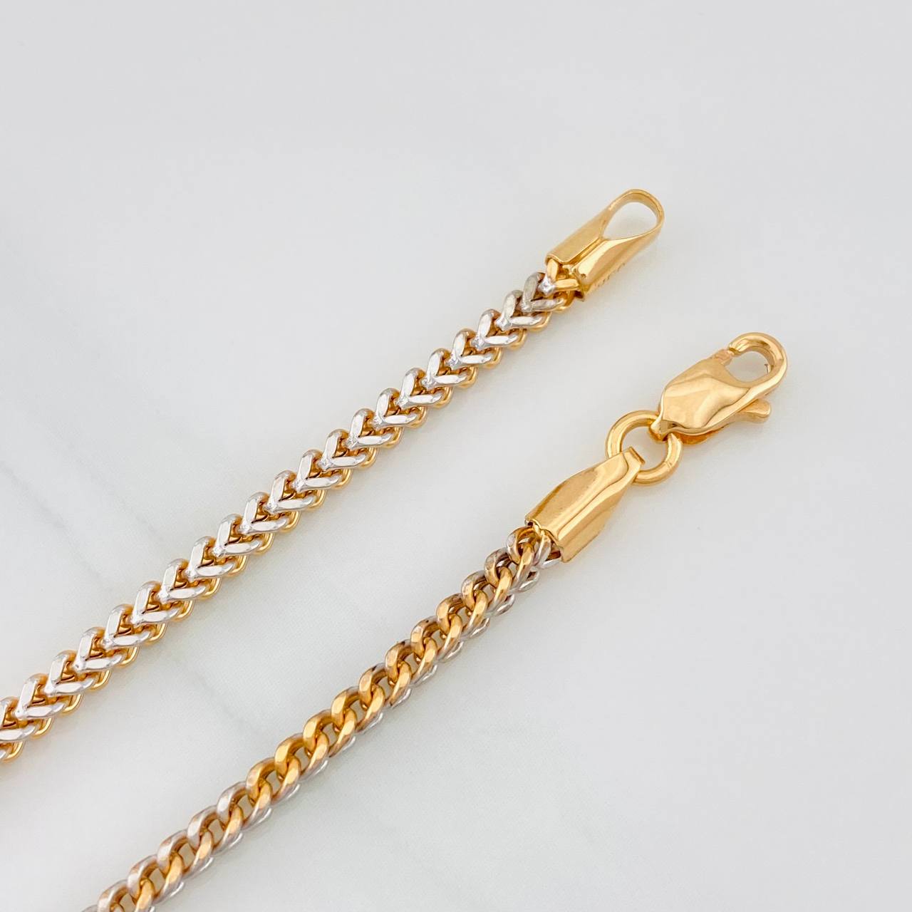 Pulso Franco 3.4g / 19.8cm / 2.23mm Dos Oros Blanco Rosa 18K