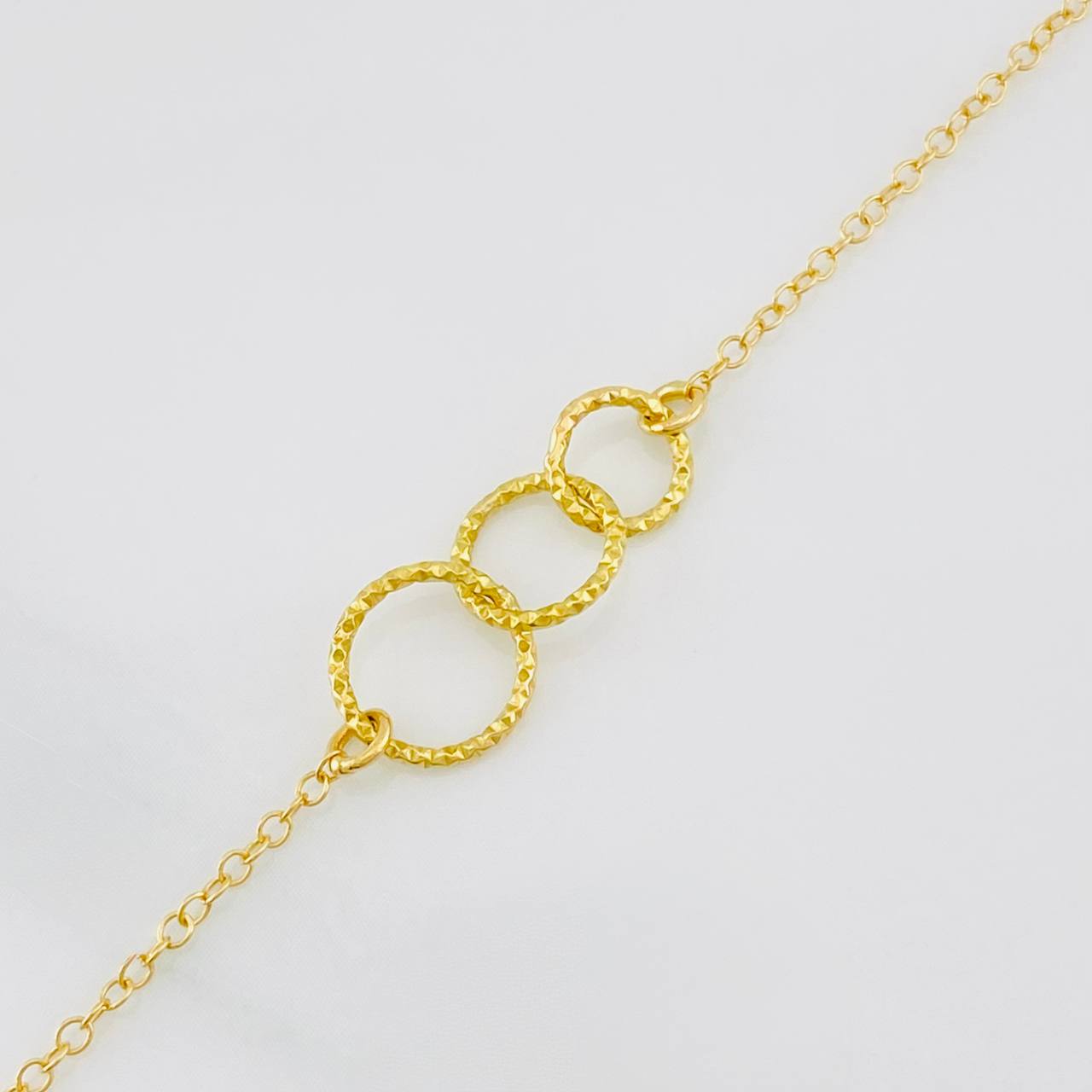 Pulso Modulable Aro Seguido Circulos Rayados 1.3g / 17.9cm - 16cm / 1.35mm Oro Amarillo 18K