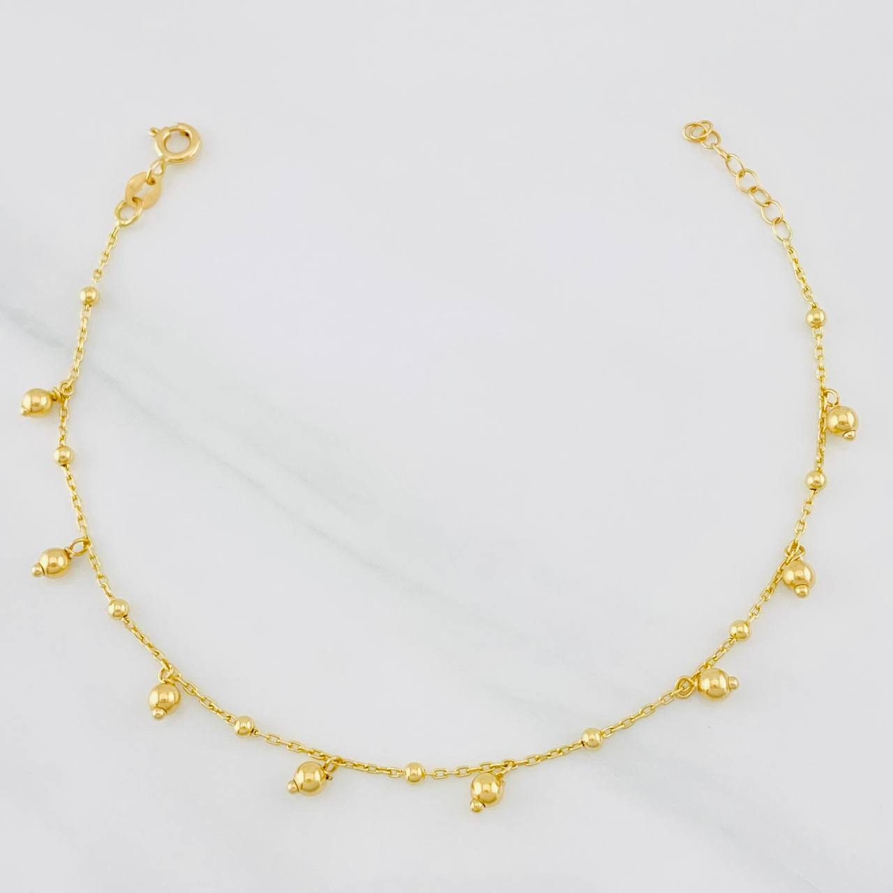 Pulso Modulable Aro Seguido Bolas 2.15g / 18cm - 17.5cm / 0.97mm Oro Amarillo 18K