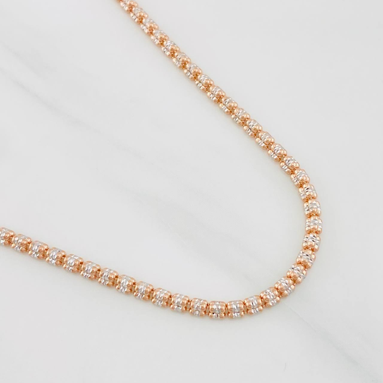 Cadena Ice 14.8g / 70cm / 2.43mm Dos Oros Blanco Rosa 18K