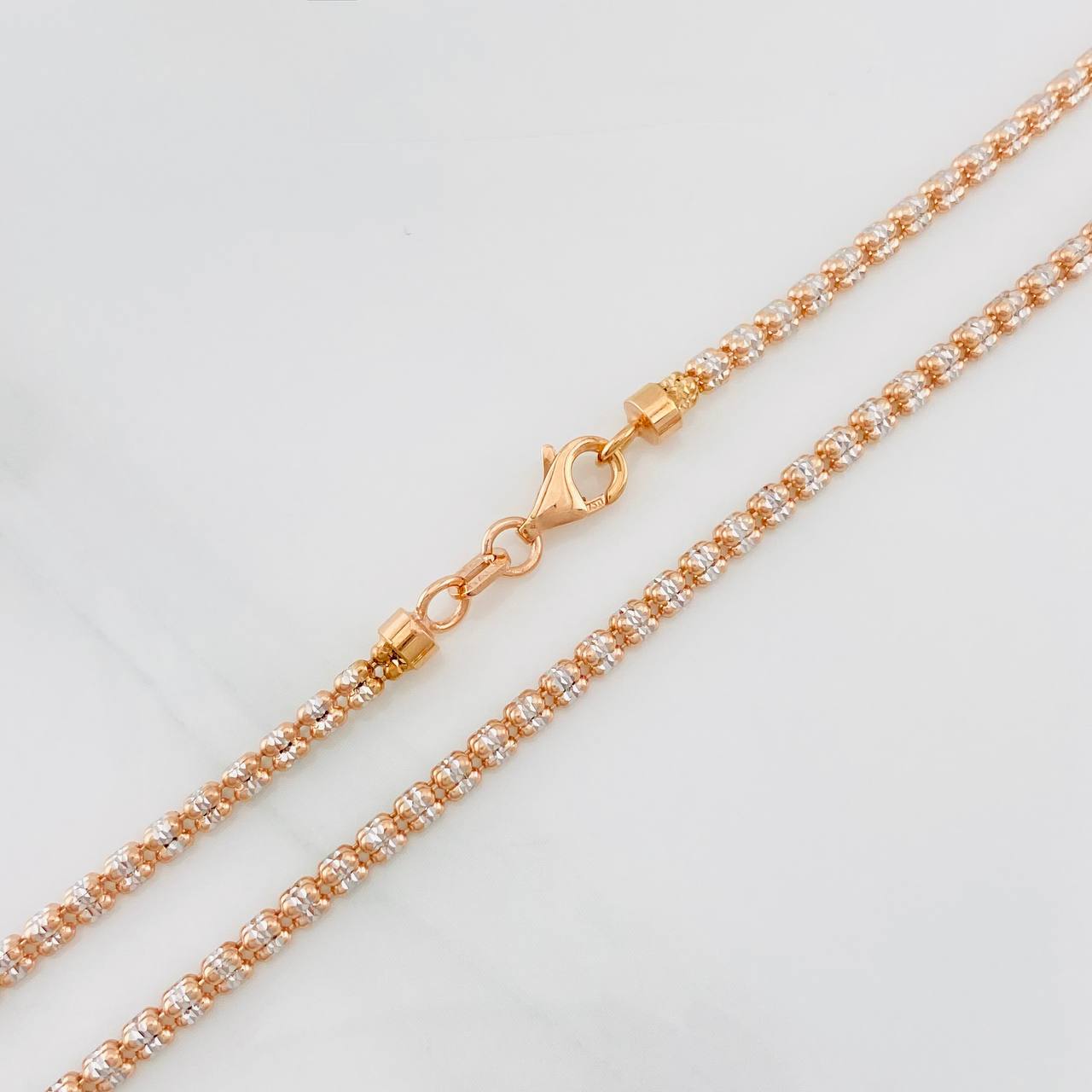 Cadena Ice 14.8g / 70cm / 2.43mm Dos Oros Blanco Rosa 18K