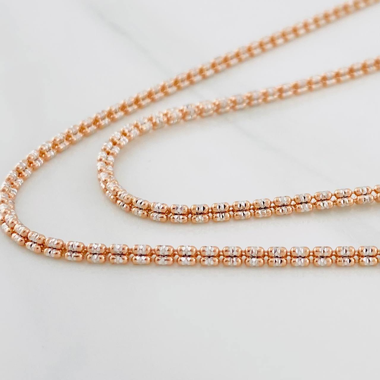 Cadena Ice 14.8g / 70cm / 2.43mm Dos Oros Blanco Rosa 18K