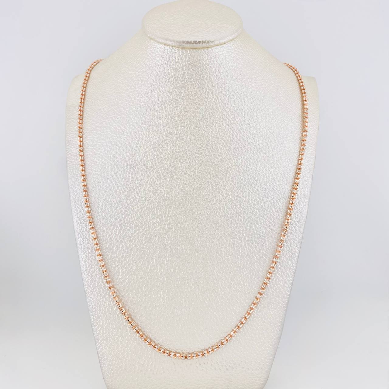 Cadena Ice 14.8g / 70cm / 2.43mm Dos Oros Blanco Rosa 18K