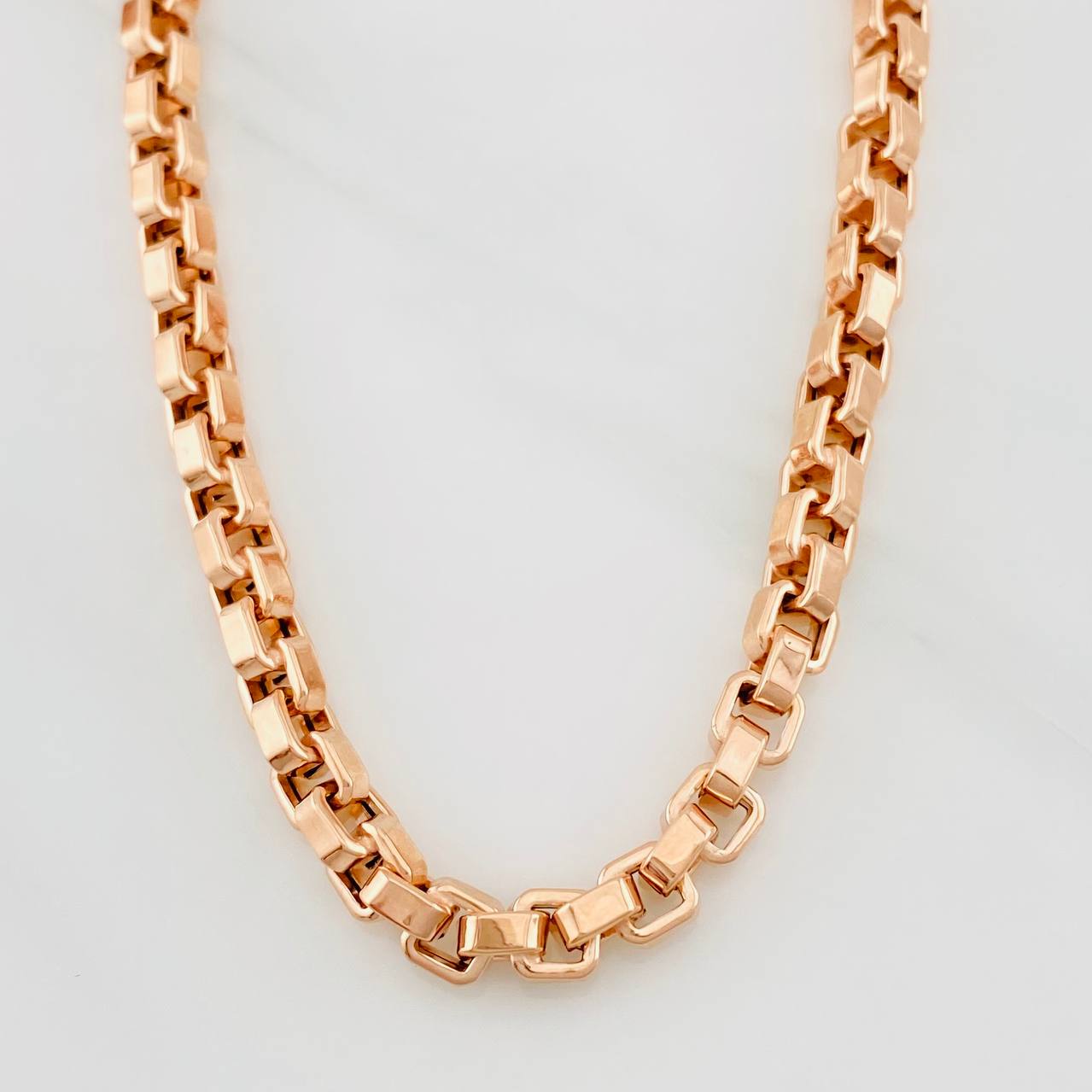 Cadena Veneciana Cuadrada 17g / 60cm / 4.44mm Oro Rosa 18K