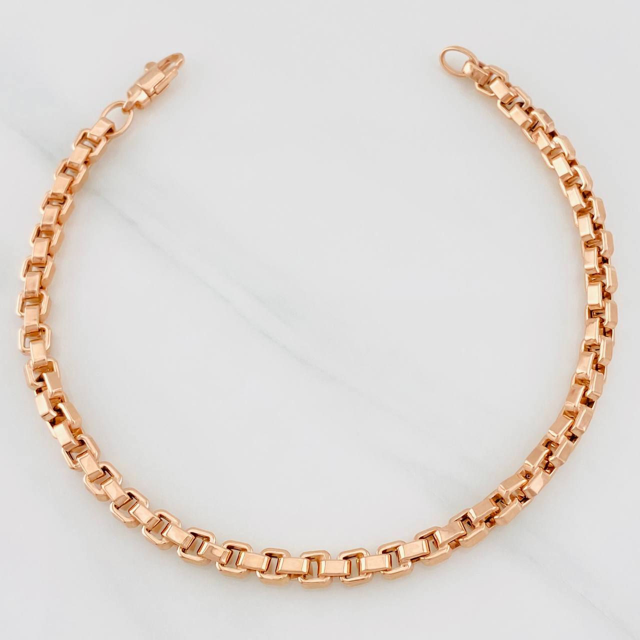 Pulso Veneciano Cuadrado 6.9g / 21.5cm / 4.56mm Oro Rosa 18K