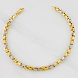 Pulso Veneciano Cuadrado 6.4g / 21.4cm / 4.43mm Dos Oros Amarillo Blanco 18K