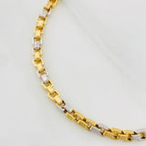 Pulso Veneciano Cuadrado 6.4g / 21.4cm / 4.43mm Dos Oros Amarillo Blanco 18K