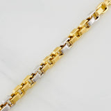 Pulso Veneciano Cuadrado 6.4g / 21.4cm / 4.43mm Dos Oros Amarillo Blanco 18K