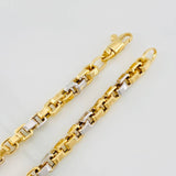 Pulso Veneciano Cuadrado 6.4g / 21.4cm / 4.43mm Dos Oros Amarillo Blanco 18K