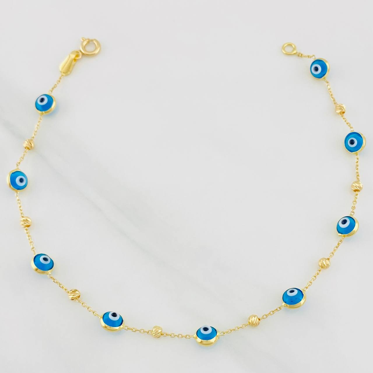 Pulso Aro Seguido Ojos Turcos 2.2g / 19.7cm / 0.85mm Oro Amarillo 18K