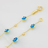 Pulso Aro Seguido Ojos Turcos 2.2g / 19.7cm / 0.85mm Oro Amarillo 18K