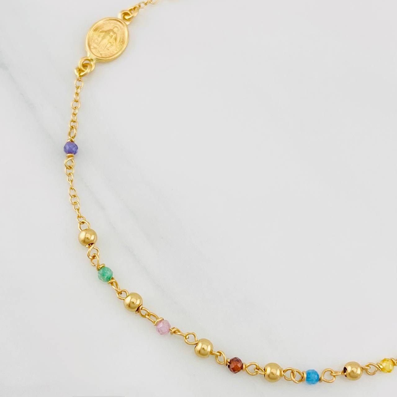 Pulso Modulable Denario Virgen Milagrosa 2g / 17.9cm - 16.1cm / 1.36mm Oro Amarillo 18K