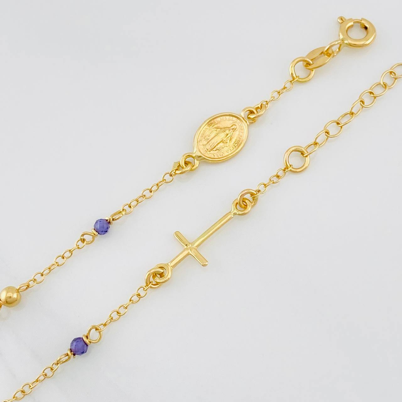 Pulso Modulable Denario Virgen Milagrosa 2g / 17.9cm - 16.1cm / 1.36mm Oro Amarillo 18K