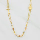 Cadena Denario Virgen Milagrosa 3.85g / 45cm / 0.88mm Tres Oros 18K
