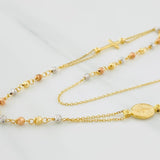 Cadena Denario Virgen Milagrosa 3.85g / 45cm / 0.88mm Tres Oros 18K