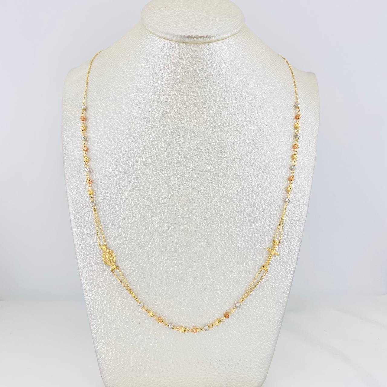 Cadena Denario Virgen Milagrosa 3.85g / 45cm / 0.88mm Tres Oros 18K