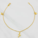 Tobillera Rolo Corazones Delfin 3.1g / 23.8cm / 2.04mm Oro Amarillo 18K