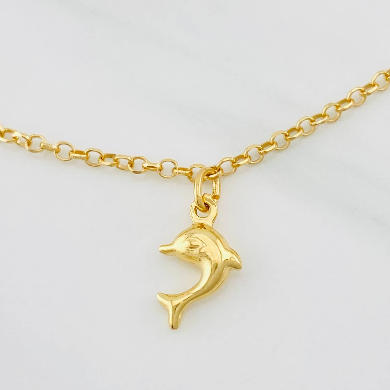 Tobillera Rolo Corazones Delfin 3.1g / 23.8cm / 2.04mm Oro Amarillo 18K