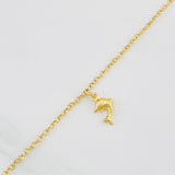 Tobillera Rolo Corazones Delfin 3.1g / 23.8cm / 2.04mm Oro Amarillo 18K